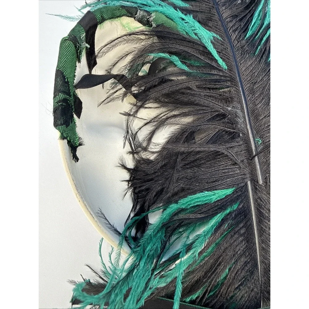 Clay Art Ceramic Face Wall Mask with Feathers and Lace, Fabulous